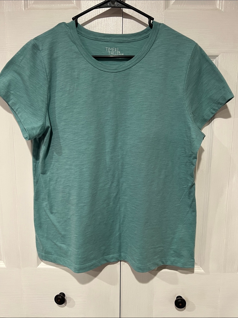 Time and Tru Short Sleeve Crewneck Tee in Teal Green